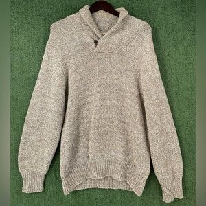Vintage 80’s LL Bean Wool Blend Oatmeal Shawl Collar Sweater Men’s Size Medium